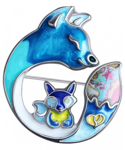 Floral Enamel Fox Gifts Cute Fox Brooch Pins for Women Fashion Jewelry Charms Navy $8.09 Brooches & Pins