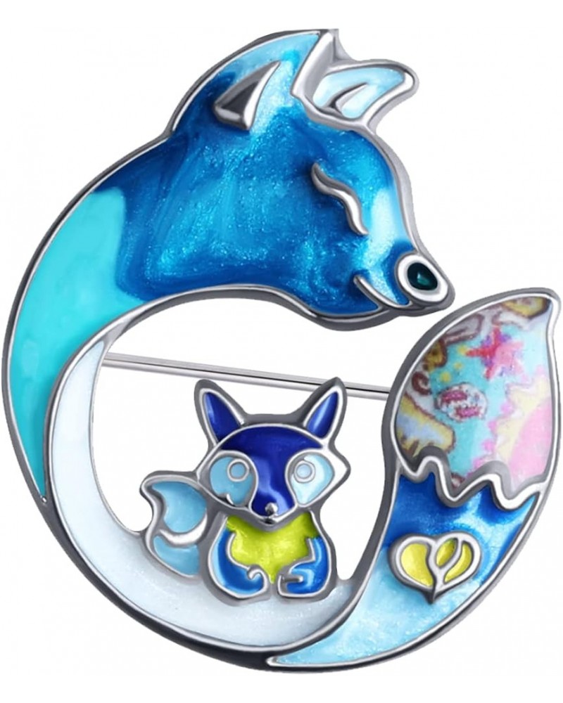 Floral Enamel Fox Gifts Cute Fox Brooch Pins for Women Fashion Jewelry Charms Navy $8.09 Brooches & Pins