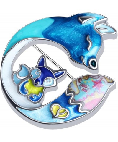 Floral Enamel Fox Gifts Cute Fox Brooch Pins for Women Fashion Jewelry Charms Navy $8.09 Brooches & Pins