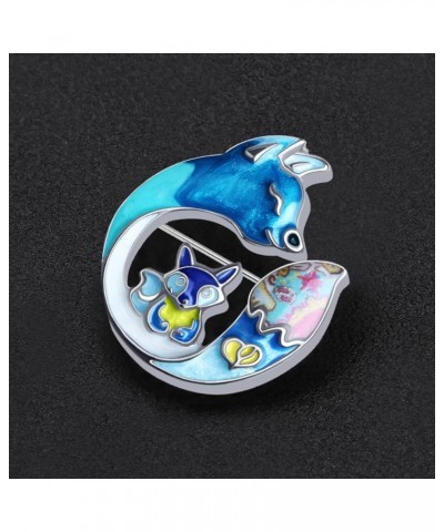 Floral Enamel Fox Gifts Cute Fox Brooch Pins for Women Fashion Jewelry Charms Navy $8.09 Brooches & Pins