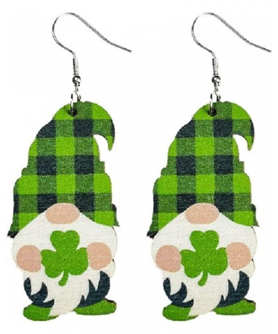 St Patrick's Day Wooden Earrings Irish Shamrock Dangle Earrings Green Clover Hat Horseshoe Drop Earrings Good Luck Jewelry H-...