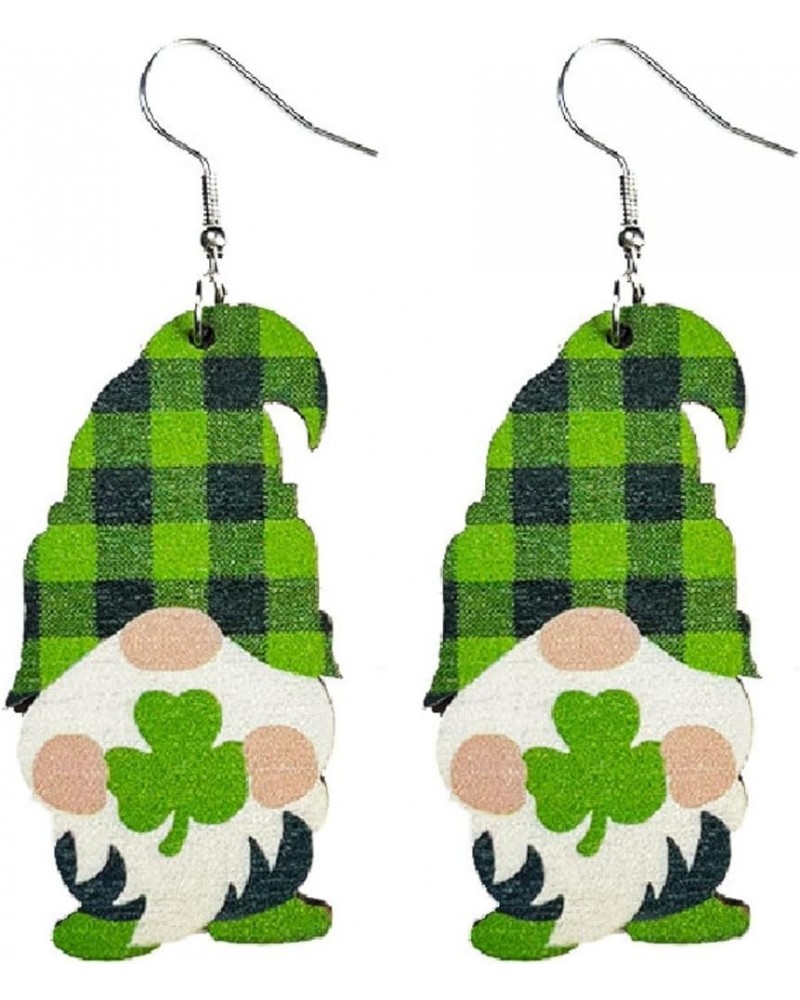 St Patrick's Day Wooden Earrings Irish Shamrock Dangle Earrings Green Clover Hat Horseshoe Drop Earrings Good Luck Jewelry H-...