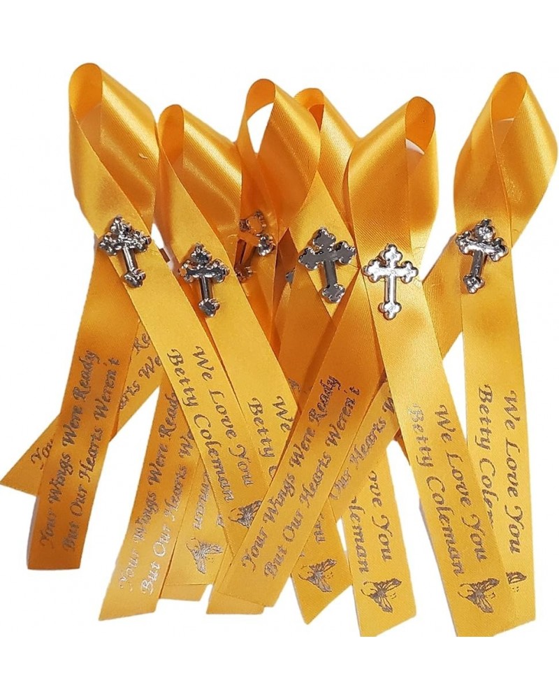 Personalized Memorial Service Funeral Ribbon Pins 20 Cross Religious Celebration of Life Custom Made Awareness Remembrance An...