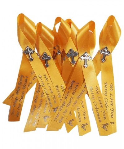 Personalized Memorial Service Funeral Ribbon Pins 20 Cross Religious Celebration of Life Custom Made Awareness Remembrance An...