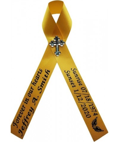 Personalized Memorial Service Funeral Ribbon Pins 20 Cross Religious Celebration of Life Custom Made Awareness Remembrance An...