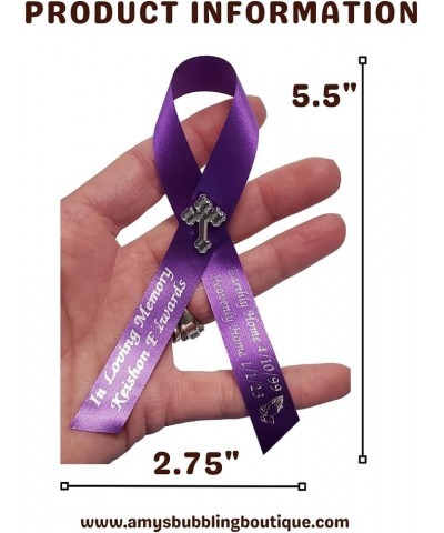 Personalized Memorial Service Funeral Ribbon Pins 20 Cross Religious Celebration of Life Custom Made Awareness Remembrance An...