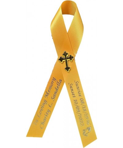 Personalized Memorial Service Funeral Ribbon Pins 20 Cross Religious Celebration of Life Custom Made Awareness Remembrance An...