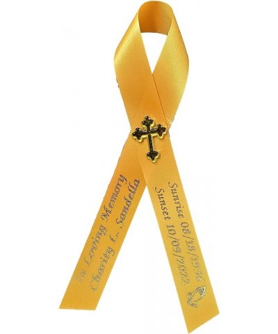 Personalized Memorial Service Funeral Ribbon Pins 20 Cross Religious Celebration of Life Custom Made Awareness Remembrance An...