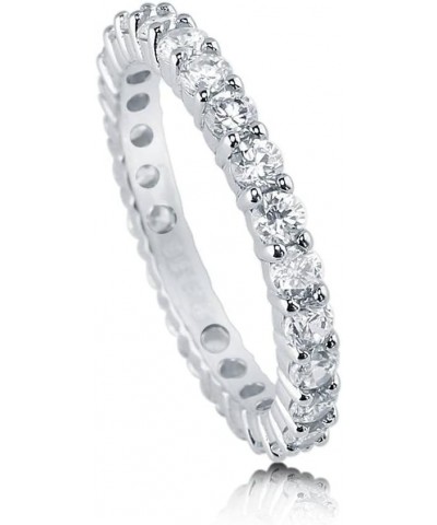 Sterling Silver Wedding Rings Pave Set Cubic Zirconia CZ Eternity Ring for Women, Rhodium Plated Size 4-10 $14.62 Rings