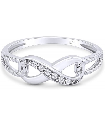 14k Gold Plated 925 Sterling Silver Infinity Rope Natural Diamond Ring For Women (0.03 Cttw, I-J Color, I2-I3 Clarity) white-...