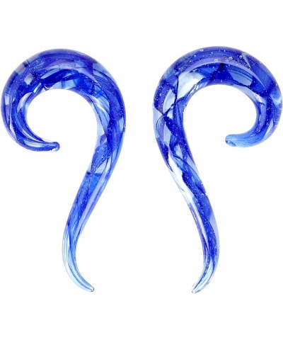 2PcsArt Glass Tapers Colorful Ear Tunnels Plugs Gagues Stretchers for Women Men 9-shaped,Color-blue $9.61 Body Jewelry