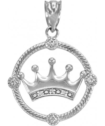 10K Gold Quinceanera 15-Años Diamond Crown Pendant Necklace Pendant Only White Gold $102.17 Necklaces