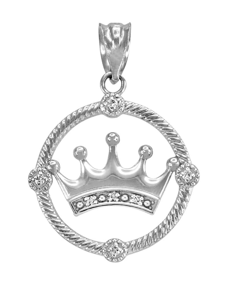 10K Gold Quinceanera 15-Años Diamond Crown Pendant Necklace Pendant Only White Gold $102.17 Necklaces