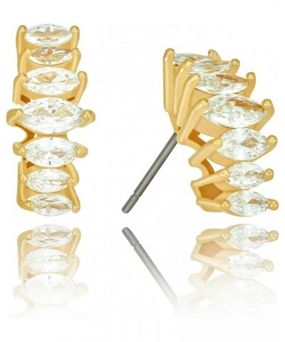 Stacked Diamonds” Cubic Zirconia Stud Earrings 24k Gold Plated $14.86 Earrings