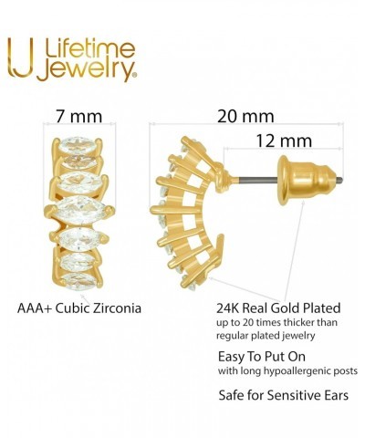 Stacked Diamonds” Cubic Zirconia Stud Earrings 24k Gold Plated $14.86 Earrings