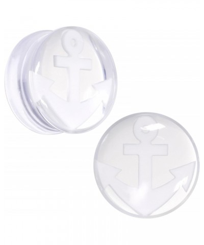 Clear Acrylic White Anchor Saddle Ear Gauge Plug Set 20mm $7.49 Body Jewelry