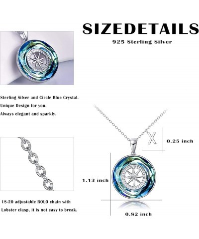 Graduation Gifts for Her, 925 Sterling Silver 26 A-Z Initial Letter Compass Pendant with Blue Circle Crystal, 2024 College Gr...