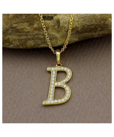 Moissanite Initial Pendant Necklace, Gold Plated Sterling Silver Letter Pendant Necklace with A-Z Alphabet Jewelry Gifts For ...