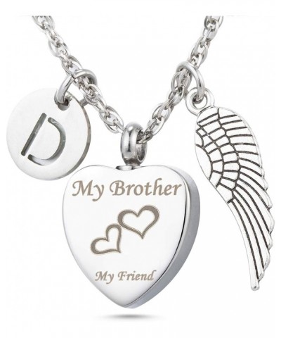 Cremation Urn Necklace My Brother My Friend Feather Charm 26 Initial Letter Alphabet Memorial Keepsake Pendant Ashes Jewelry ...