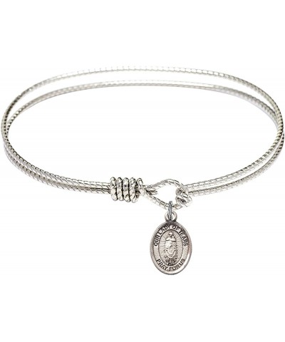 Oval Eye Hook Bangle Bracelet w/Our Lady of Tears in Sterling Silver 7.25 Inches $33.99 Bracelets