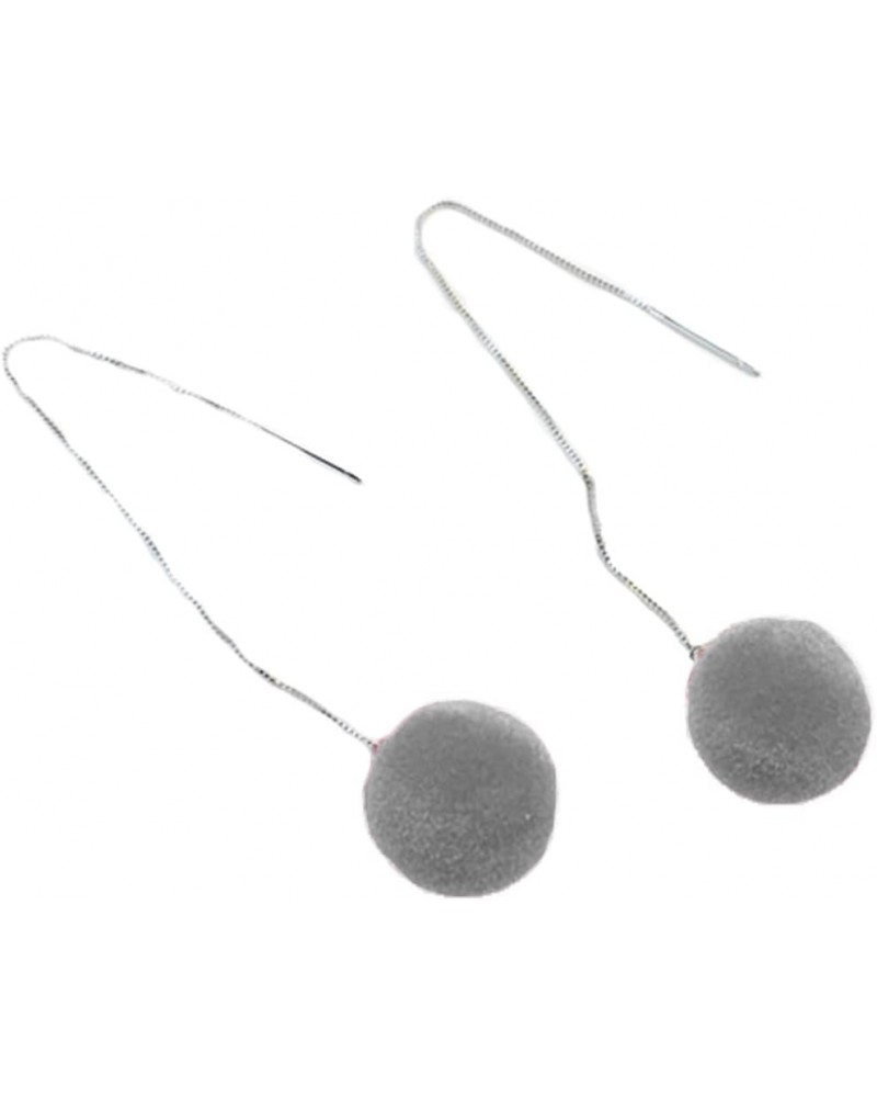 Faux Fur Pom Pom Tassel Drop Dangle Earrings Set Ash Grey Dangle pack of 1 pair $7.77 Earrings