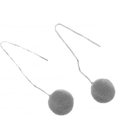 Faux Fur Pom Pom Tassel Drop Dangle Earrings Set Ash Grey Dangle pack of 1 pair $7.77 Earrings