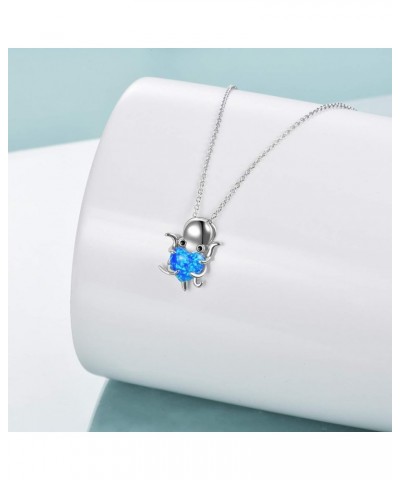 Dolphin/Turtle/Crab Necklace Sterling Silver Crystal Dolphin Pendant Jewelry Gifts for Women Octopus $15.30 Necklaces