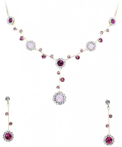 Gorgeous Rhinestone Crystal Floral Necklace Earrings Set Multicolors $18.13 Jewelry Sets