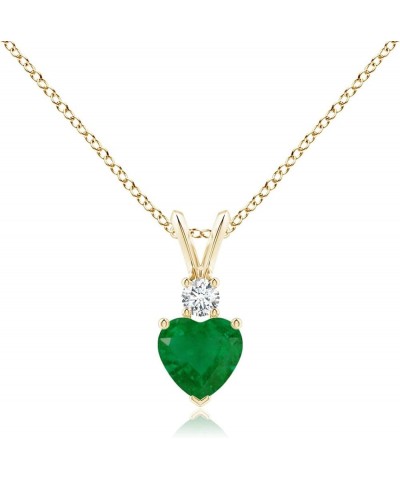 Natural Emerald Solitaire Heart Pendant Necklace for Women, Girls in 14K Solid Gold/Platinum | May Birthstone | Jewelry Gift ...