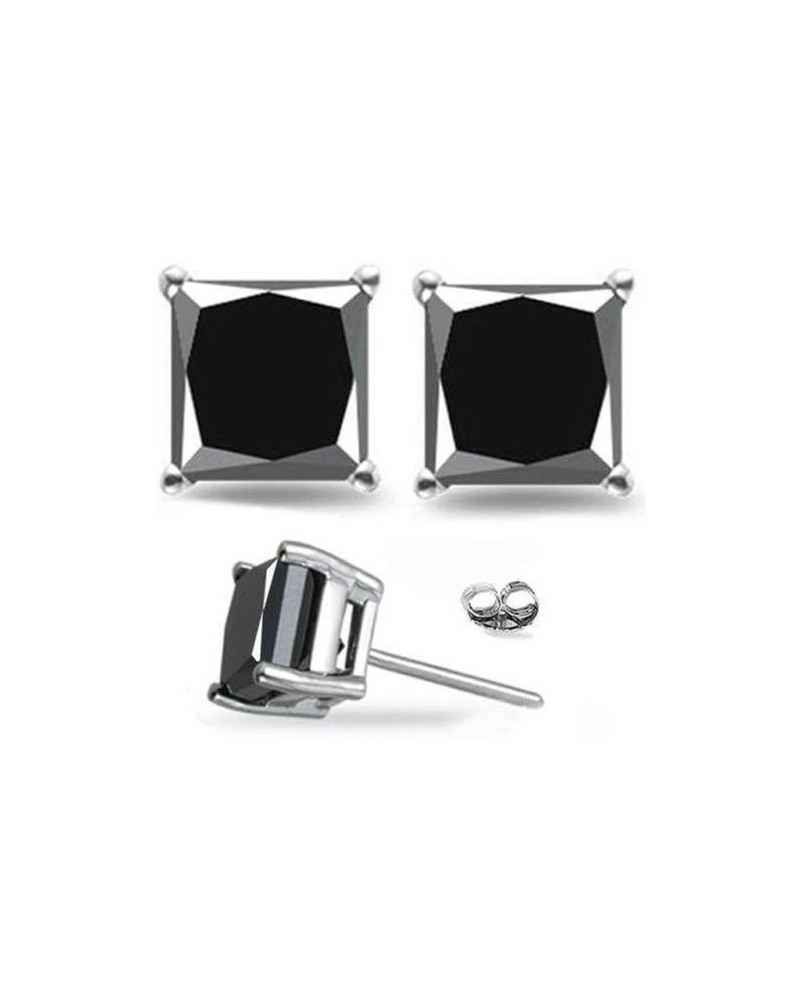 1/2-4 Carat Total Weight Princess Black Diamond Stud Earrings White Gold 0.5 carats $374.19 Earrings