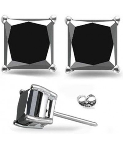 1/2-4 Carat Total Weight Princess Black Diamond Stud Earrings White Gold 0.5 carats $374.19 Earrings