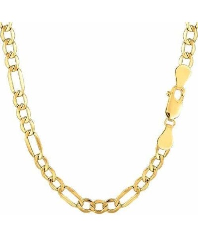 10k REAL Yellow Gold 3.5mm, 4.6mm, 5.4mm, Or 6.5mm Shiny Diamond-Cut Alternate Classic Mens Hollow Figaro Chain Necklace for ...