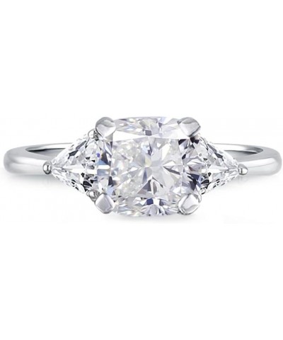 Rhodium Plated 1.74ctw Cushion CZ 3-Stone Wedding Engagement Rings in Birthstones Apr Diamond Size 6 $16.00 Rings