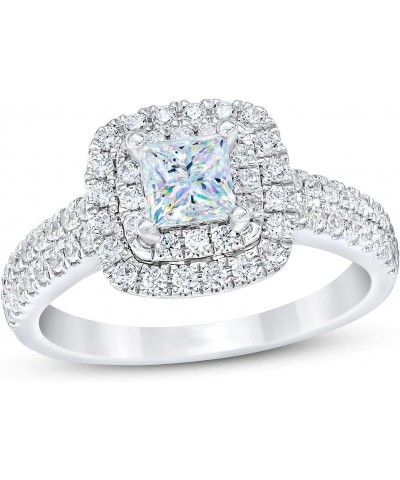 1 Carat Princess Cut Moissanite Engagement Rings for Women Platinum Plated Silver Princess Moissanite Rings $62.56 Rings