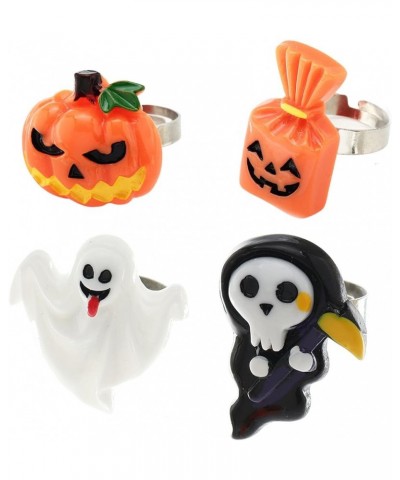 4-5Pcs Halloween Pumpkin Ghost Bat Grim Reaper Candy Open Adjustable Finger Ring Set for Women Girl Teen Funny Resin Lightwei...