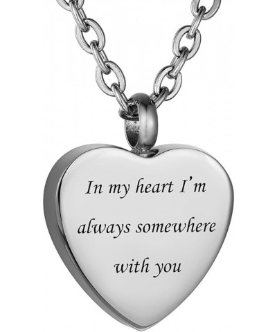 Stainless Steel Memorial Ashes Holder Keepsake Cremation Jewelry Urn Necklace In My Heart I'm Always Somewhere with You $9.17...