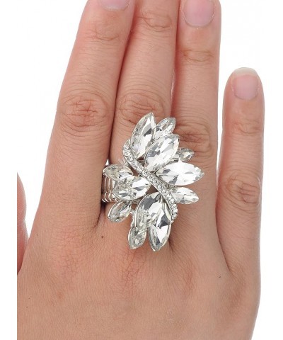 Women's Vine Marquis Stone Stud Fashion Stretch Ring Clear/Silver-Tone $10.79 Rings