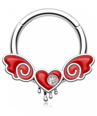 16G Septum Ring Red Heart Septum Jewelry Stainless Steel 316L Melting Heart Helix Piercing Jewelry for Women Tragus Conch Ear...