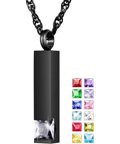 Urn Necklace for Ashes Birthstone Cube Cremation Jewelry for Ashes Stainless Steel Memorial Necklace Keepsake April $9.87 Nec...