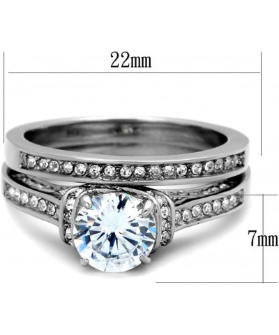 His Hers Couples Ring Set Womens Round CZ Stainless Steel Wedding Ring Set Mens Matching Band Size Women's 06 Men's 10 $16.72...