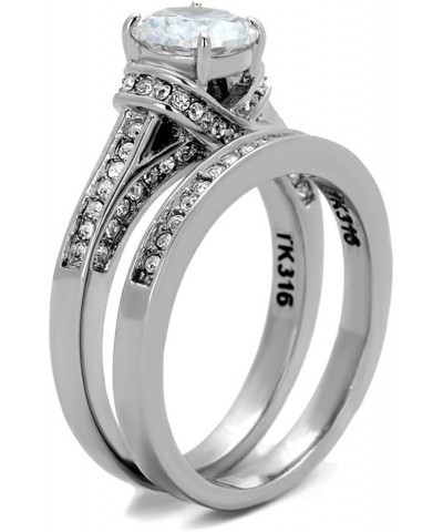 His Hers Couples Ring Set Womens Round CZ Stainless Steel Wedding Ring Set Mens Matching Band Size Women's 06 Men's 10 $16.72...