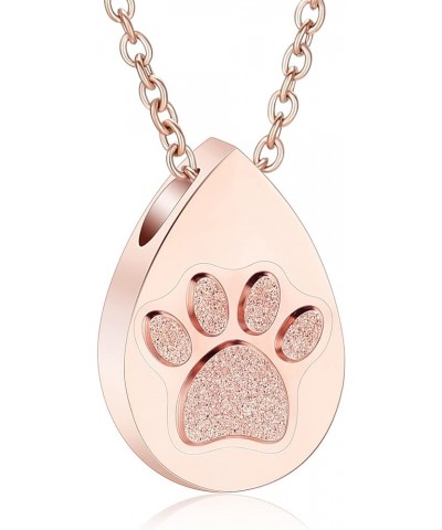 Teardrop Urn Necklace for Ashes Dog Cat Paw Pets Cremation Jewelry Keepsake 316L Stainless Steel Memorial Pendant Gift for Wo...