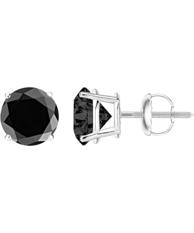 1/2-10 Carat Total Weight Black Diamond Stud Earrings 4 Prong Screw Back 3.99 Carat 14K White Gold $447.84 Earrings