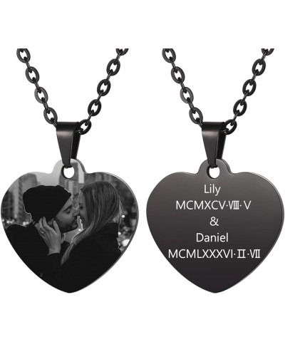 Personalized Heart Pendant Necklace Photo Engraving Black & white/Color Picture for Women Girls Couples Best Friends Memorial...