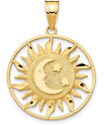 Solid 14k Yellow Gold Sun with Moon and Star Charm Pendant - 31mm x 22mm $102.63 Pendants