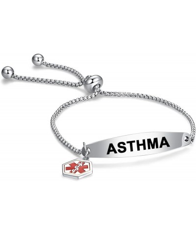 Medical Alert Bracelet for Men Women Adjustable Stainless Steel Engraved First Aid Health Monitoring Emergency ID identificat...