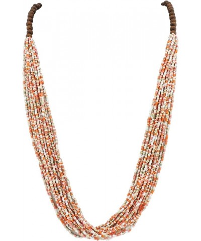 Long Multiple Row Handmade Beaded Statement Necklace with Gift Box (NK-10407) blazing orange $12.41 Jewelry Sets