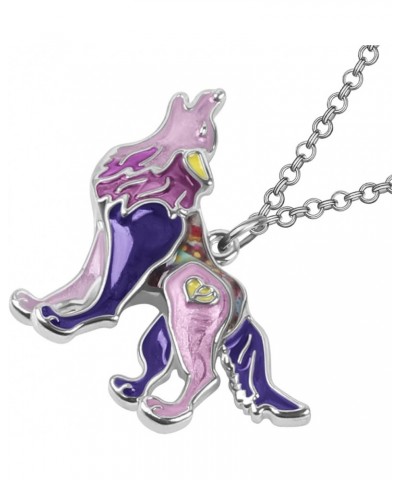 Enamel Alloy Novelty Wolf Necklace Pendant Wild Animals Jewelry Gifts for Women Girls Kids Charms Purple $9.11 Necklaces