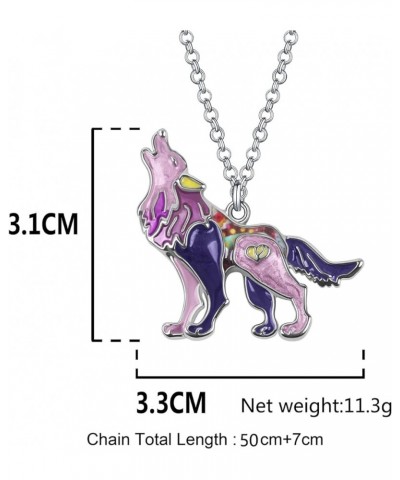 Enamel Alloy Novelty Wolf Necklace Pendant Wild Animals Jewelry Gifts for Women Girls Kids Charms Purple $9.11 Necklaces