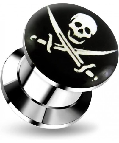 Pirate Skull Logo Internal Threaded 316 Surgical Steel Ear Tunnels - Sold by Piece 10.0 Millimeters $9.99 Body Jewelry